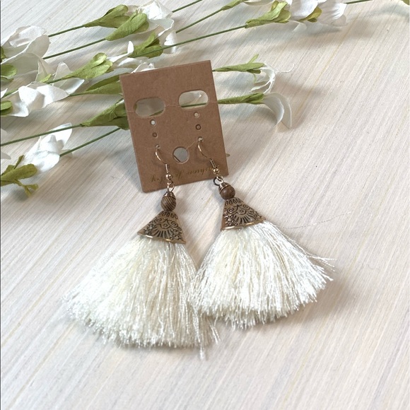 Jewelry - Cream Tassel Earrings